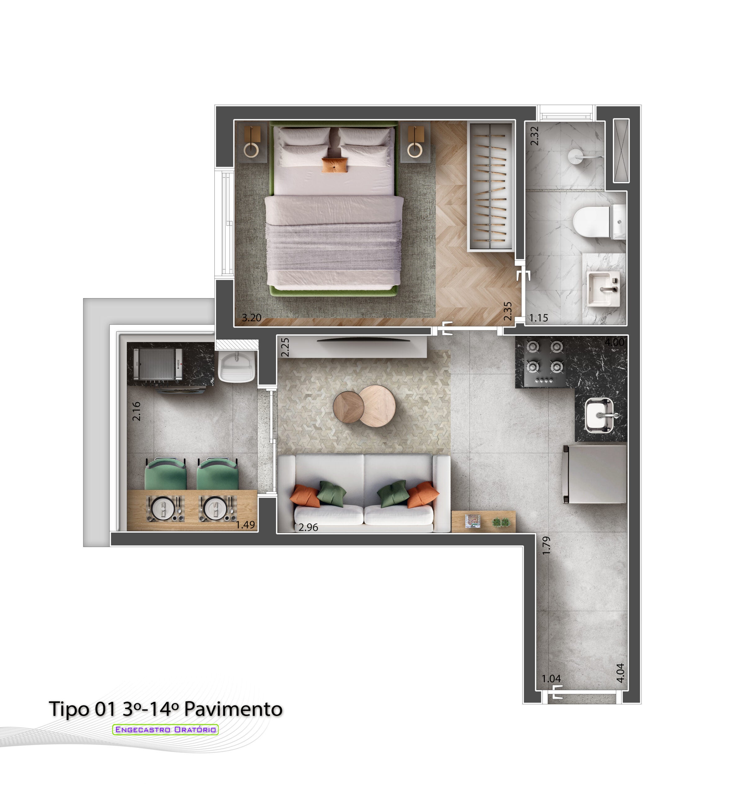 Planta Tipo 01 do 3º ao 14º pavimento Vita